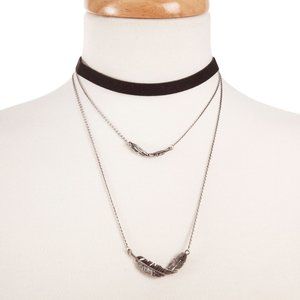 Black Faux Suede and Silver Choker
